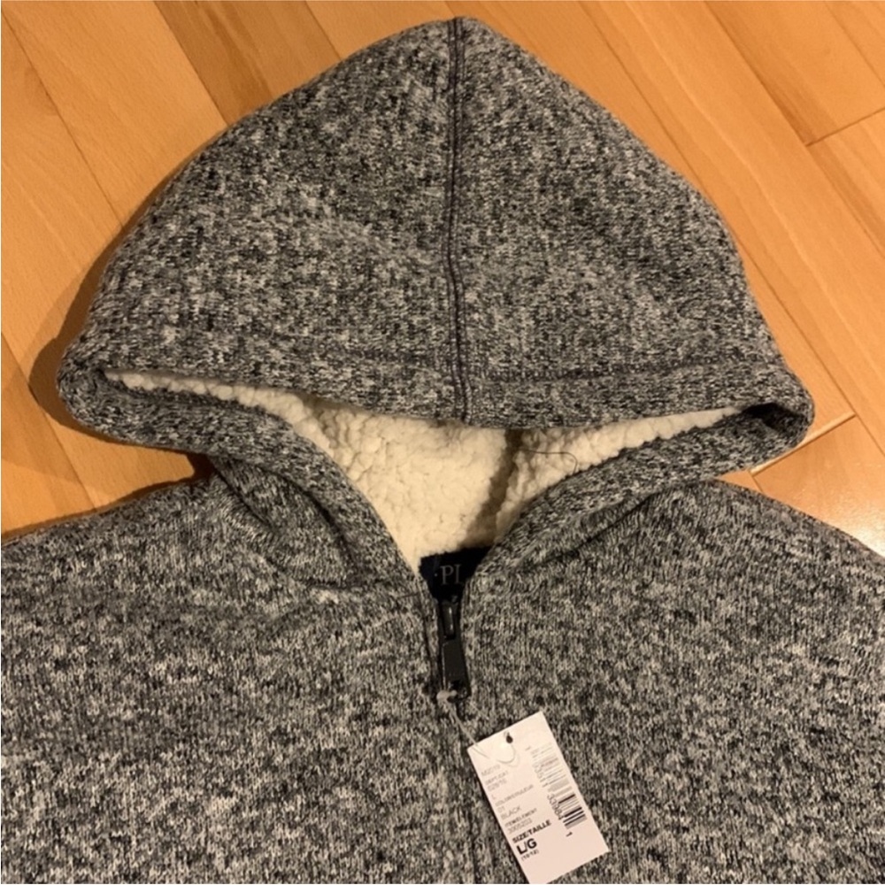 NWT Boy’s Children’s Place Grey Speckled Sherpa Full Zip Hoodie - size L (10/12) - Picture 2 of 14